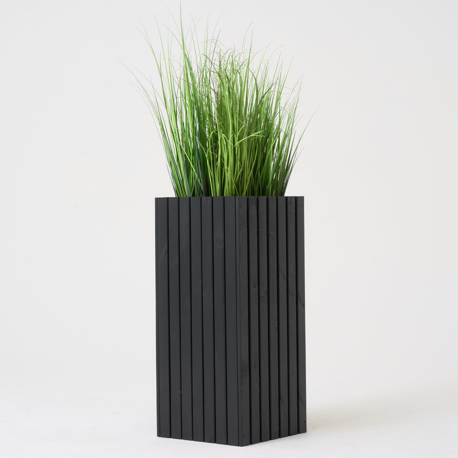 Maceta de madera para jardín, color antracita negro, alta, 80 cm, para terraza, balcón, jardín 