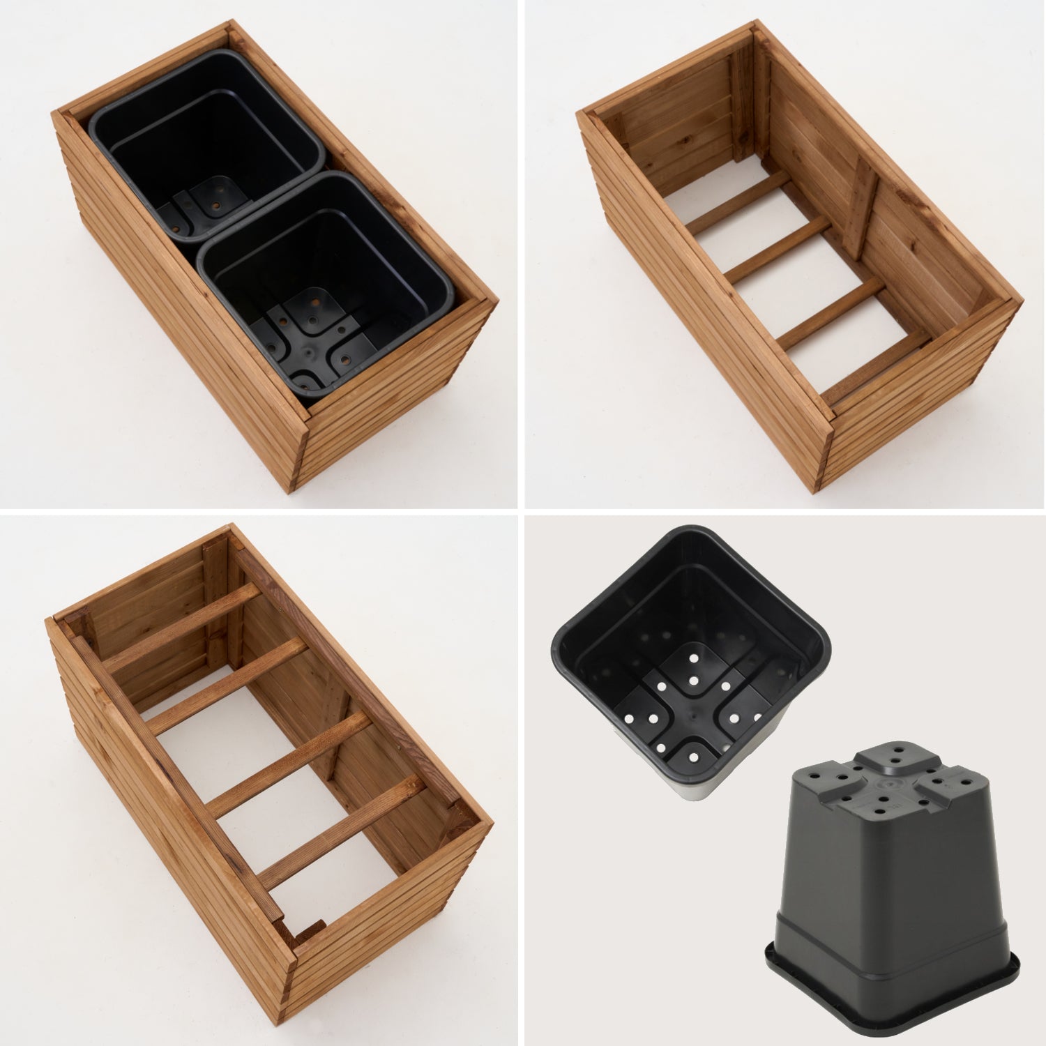 Dřevěný zahradní květináč s pergolovou mřížkou 112 cm, vložka 2x18 l, hnědá 