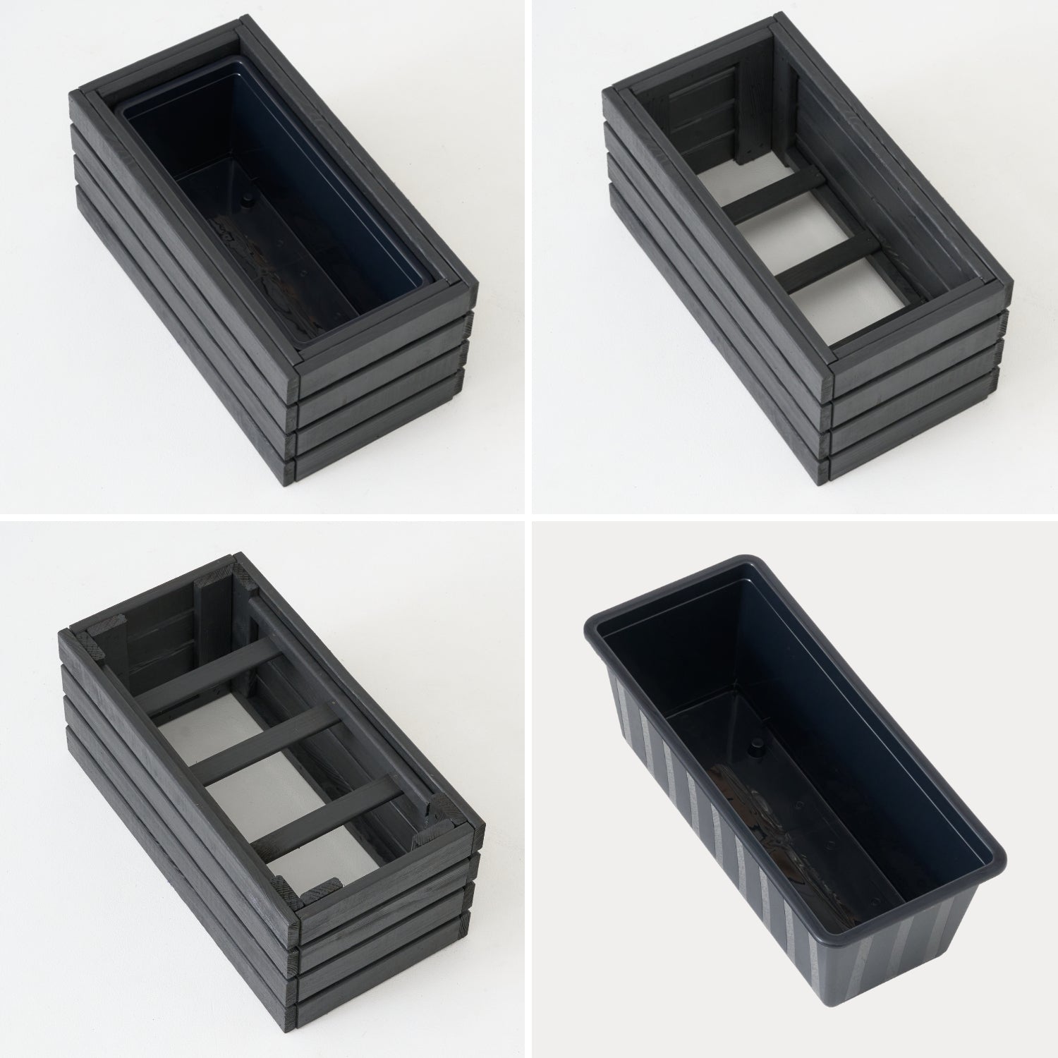 Pot de fleurs pour balcon 45 cm anthracite + insert 6,8 l + poignée pour balcon/terrasse