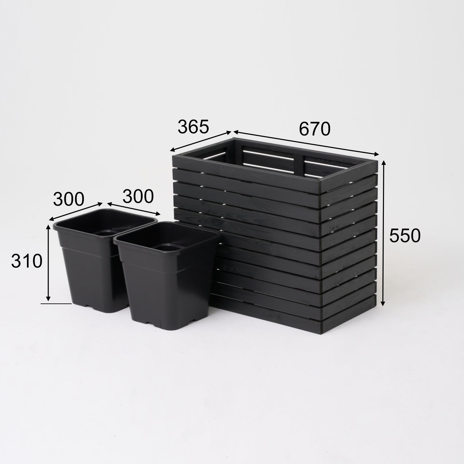 Maceta de madera para jardín, color antracita negro, alta, 55 cm, para terraza, balcón, jardín. 