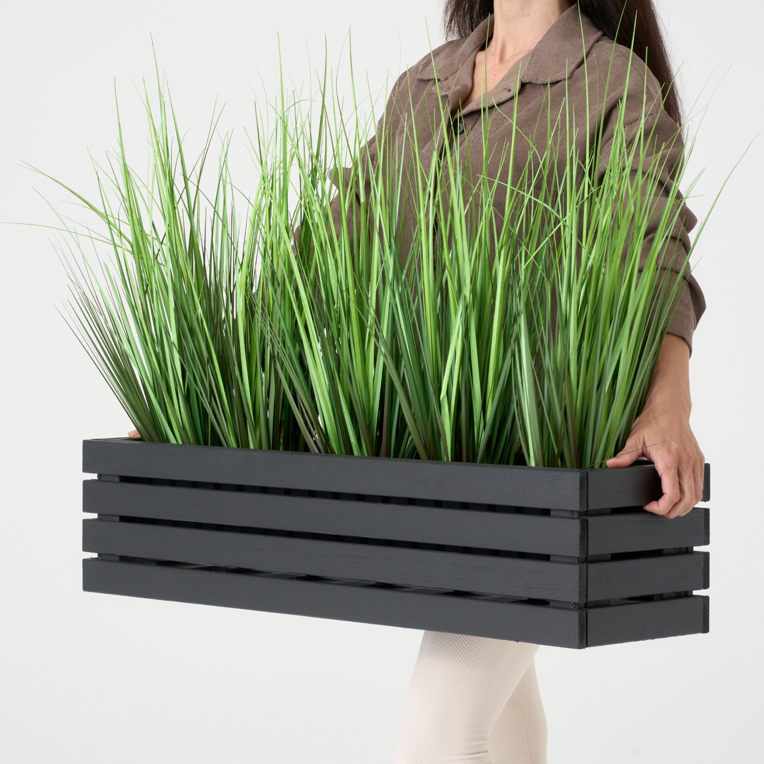 Balkonový květináč 86 cm antracit + vložka 14 l + rukojeť balkon/terasa