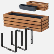 Pot de fleurs marron 65 cm + insert 11 l + poignée pour balcon/terrasse