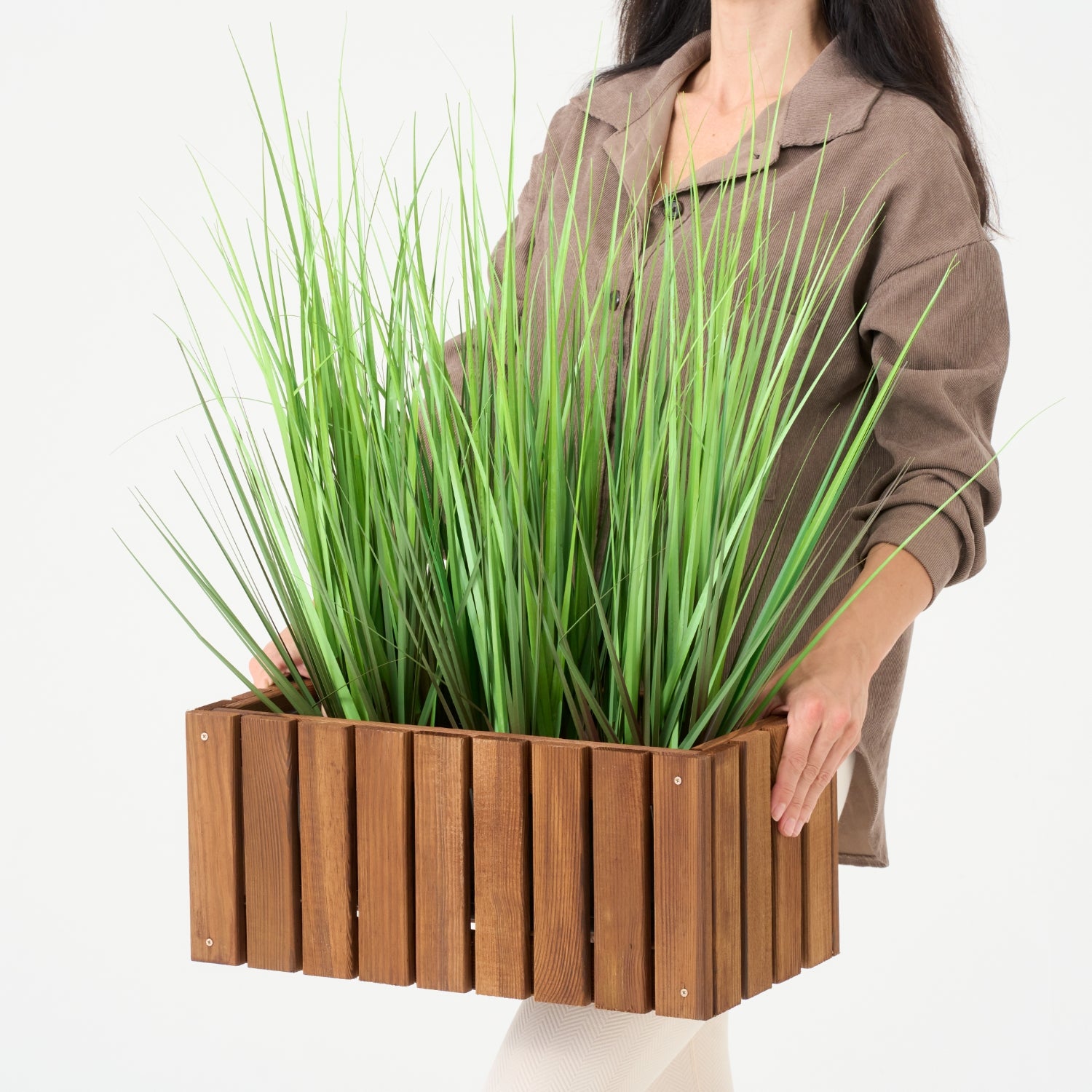 Balkonblumentopf 45 cm braun + 6,8 l Einsatz für Balkon, Terrasse und Garten