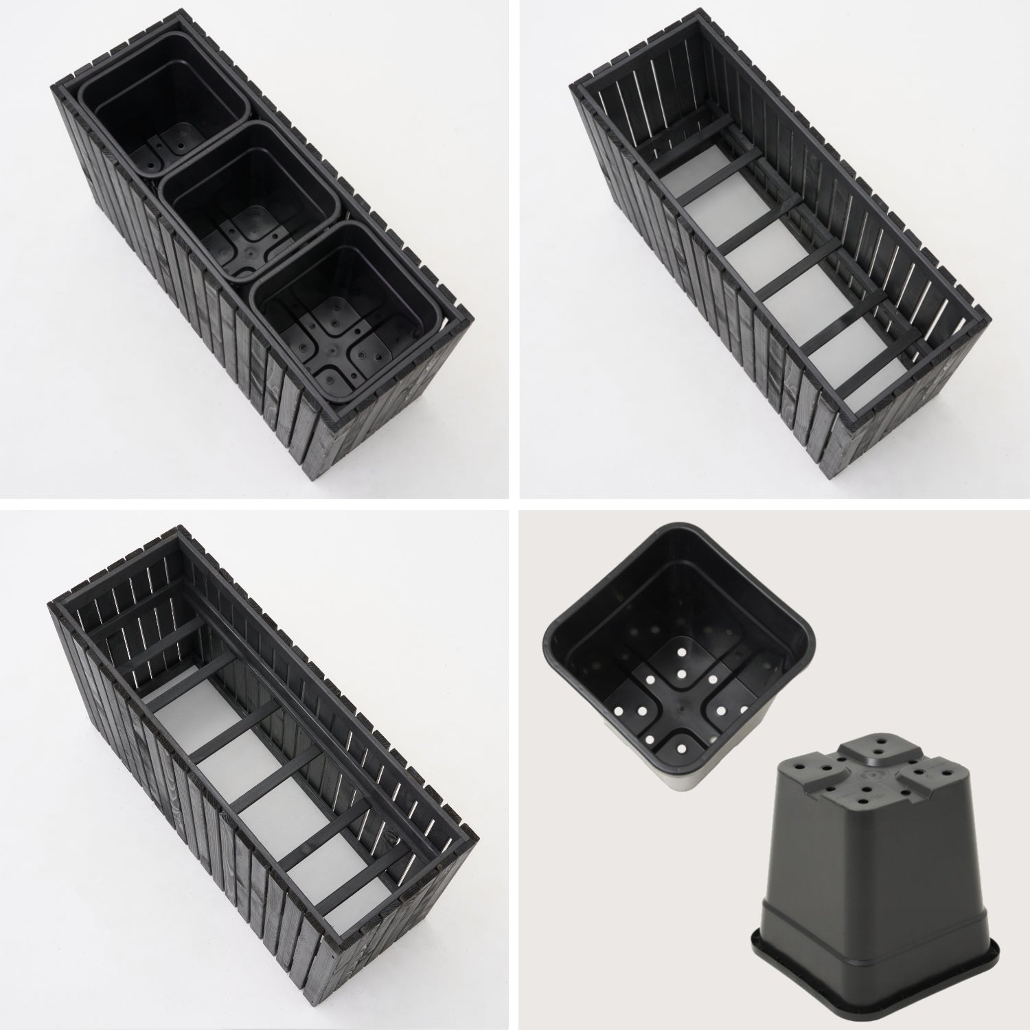 Donica ogrodowa drewniana z kratką pergola 132cm, wkład 3x18l, antracytowa