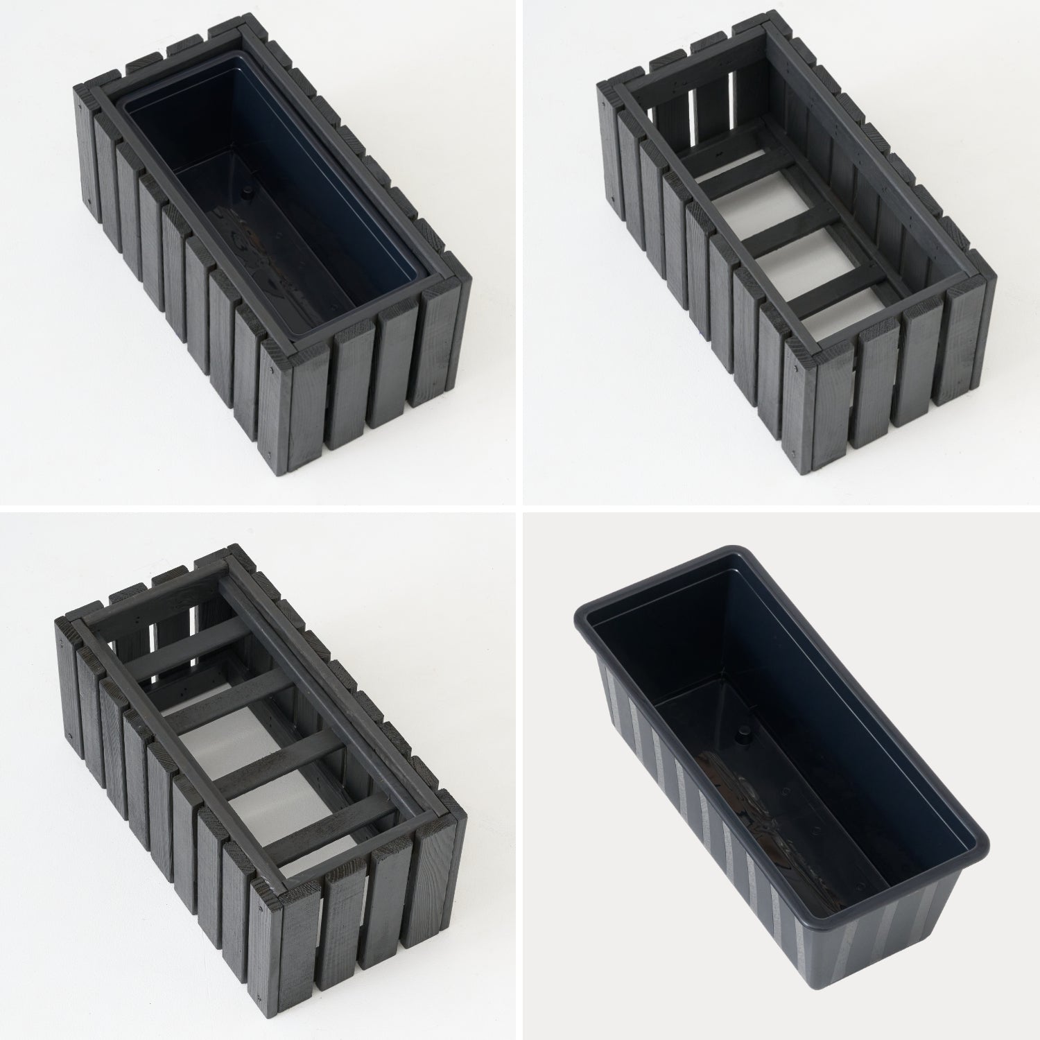 Vaso da balcone 45 cm antracite + inserto 6,8 l + manico balcone terrazza