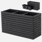 Maceta de madera para jardín, color antracita negro, alta, 55 cm, para terraza, balcón, jardín. 