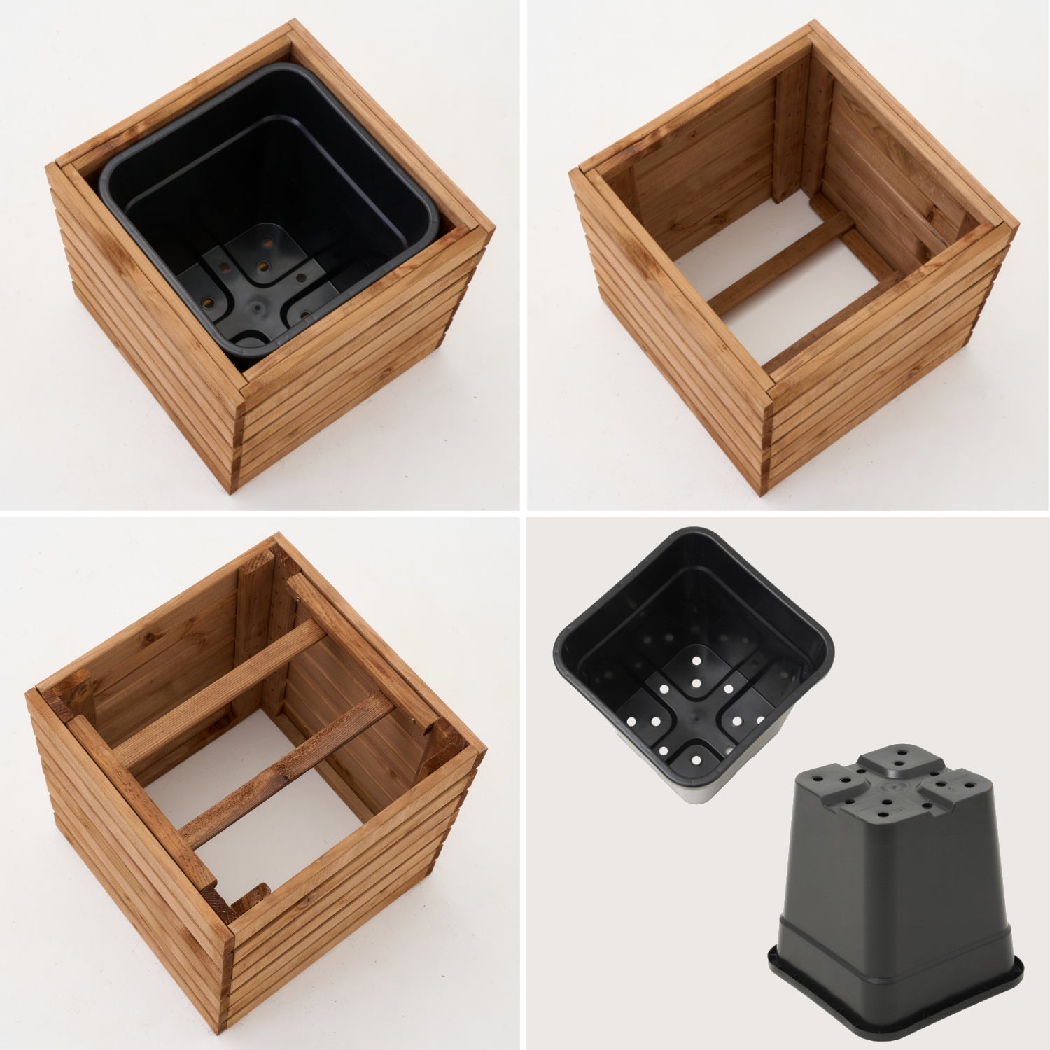 Donica ogrodowa drewniana z kratką pergola 112cm, wkład 1x18l, brązowa