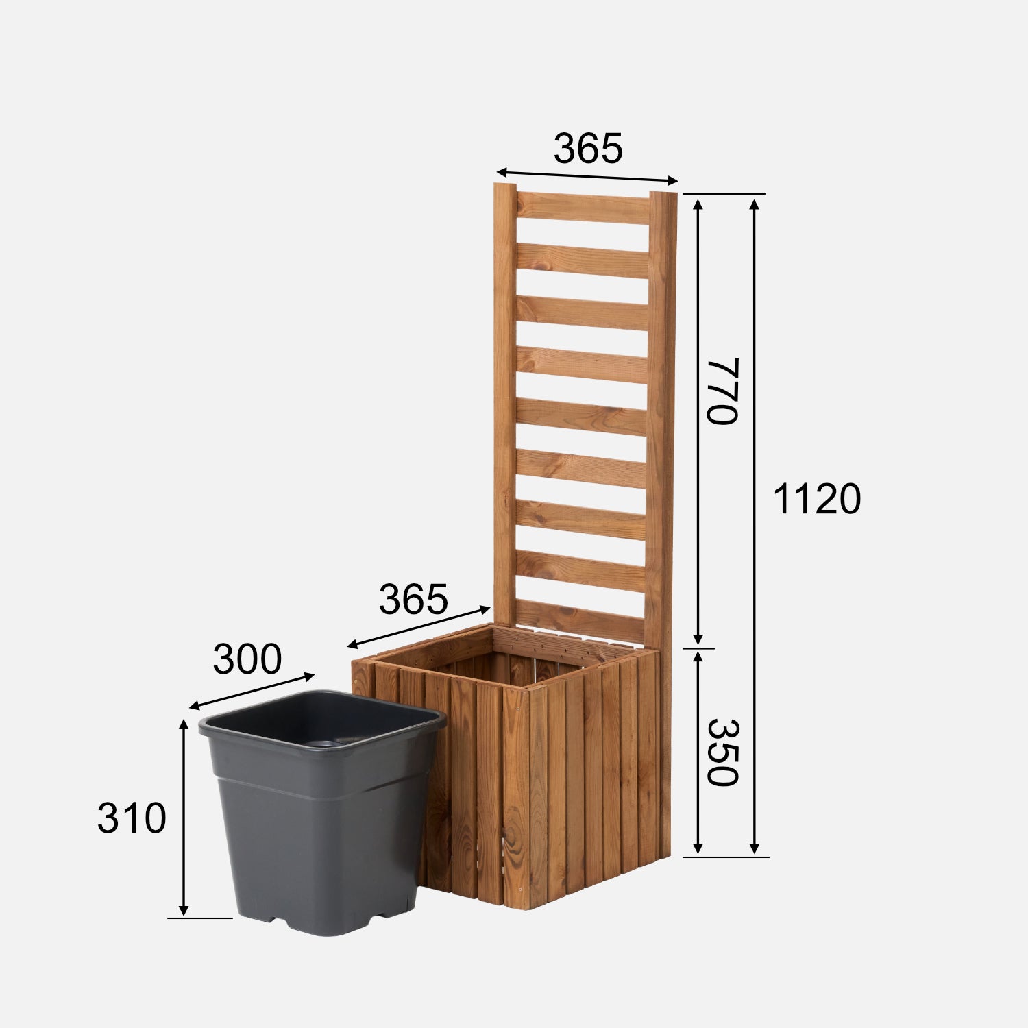 Dřevěný zahradní květináč s pergolovou mřížkou 112 cm, vložka 1x18 l, hnědá 