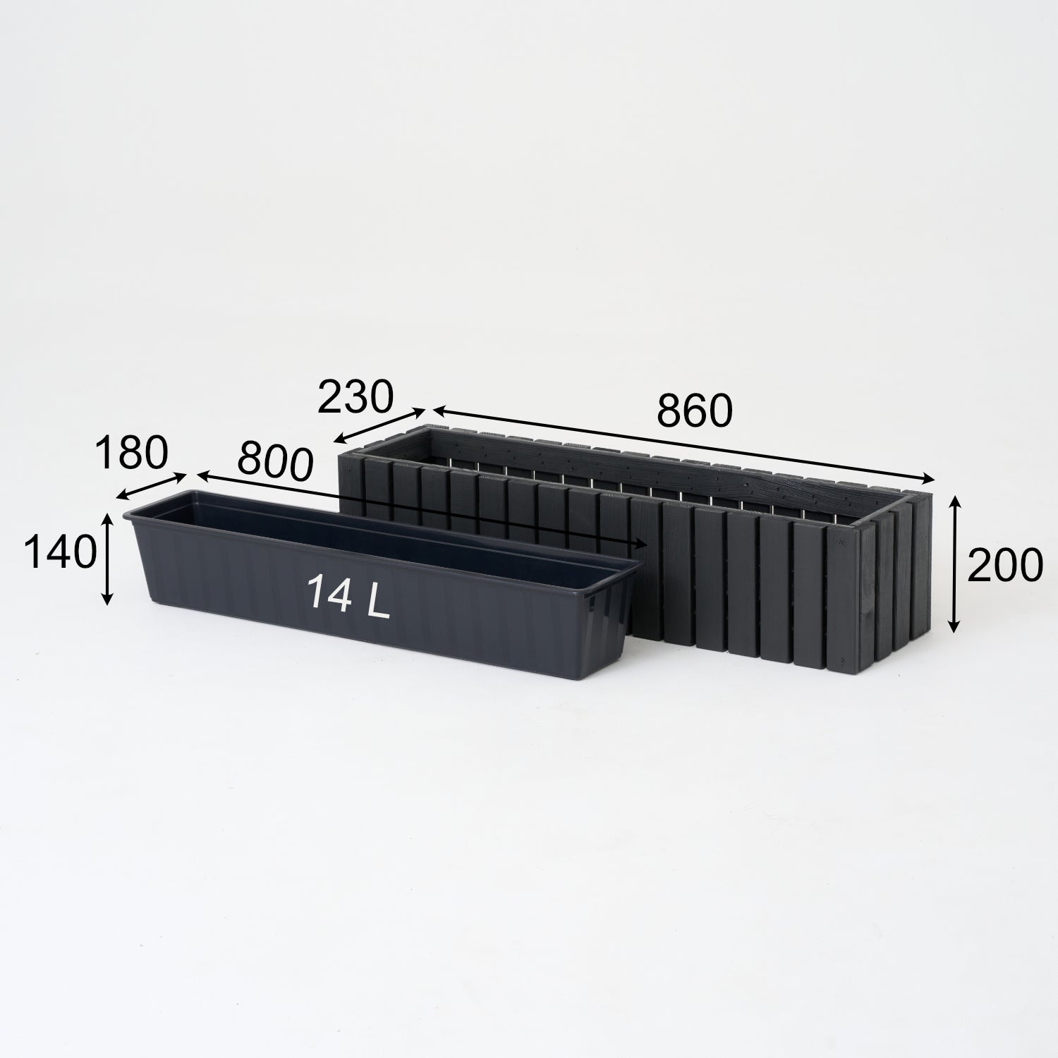 Balkonový květináč 86 cm antracit + 14l vložka balkon terasa zahrada