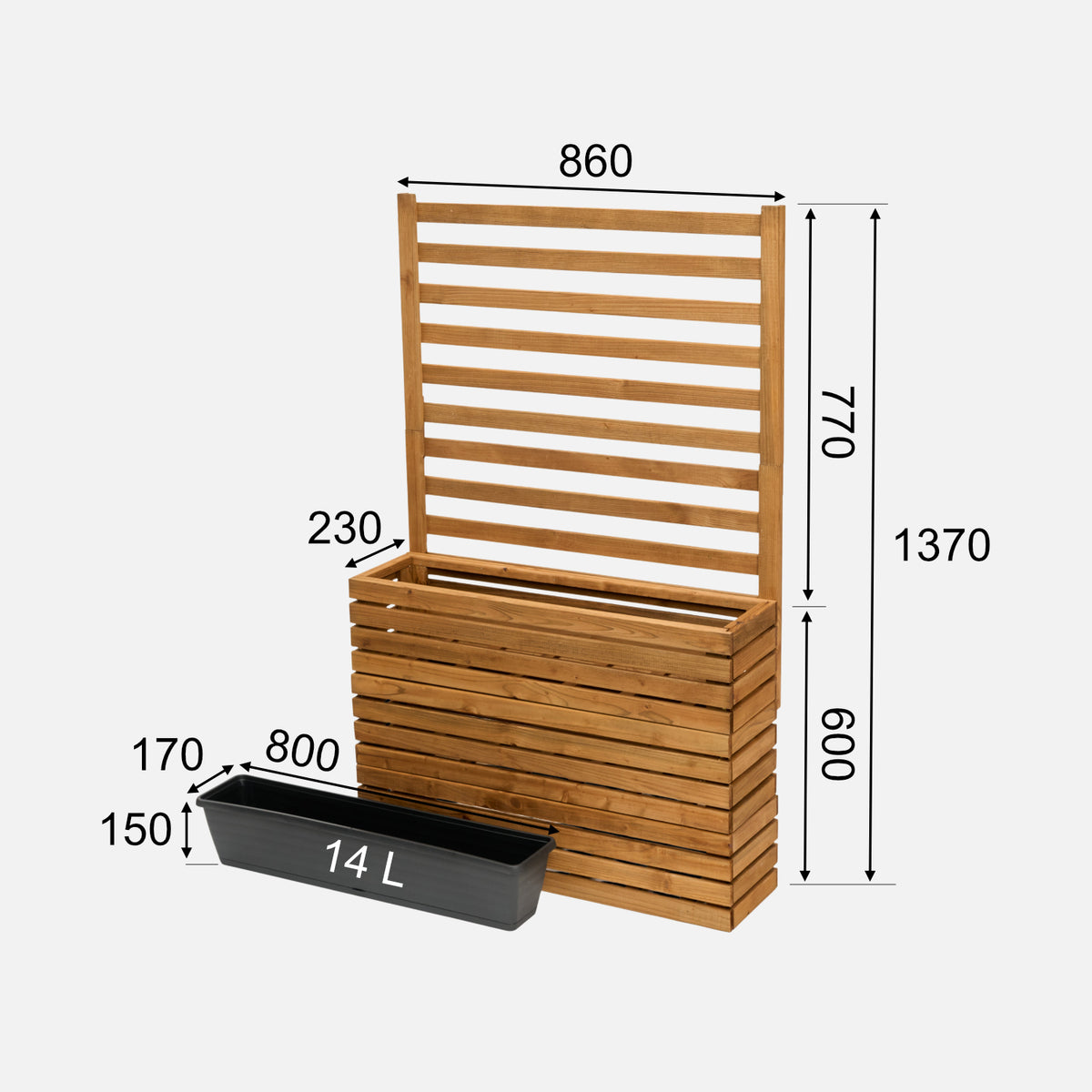 Dimensioni della fioriera da balcone con traliccio da 77 cm