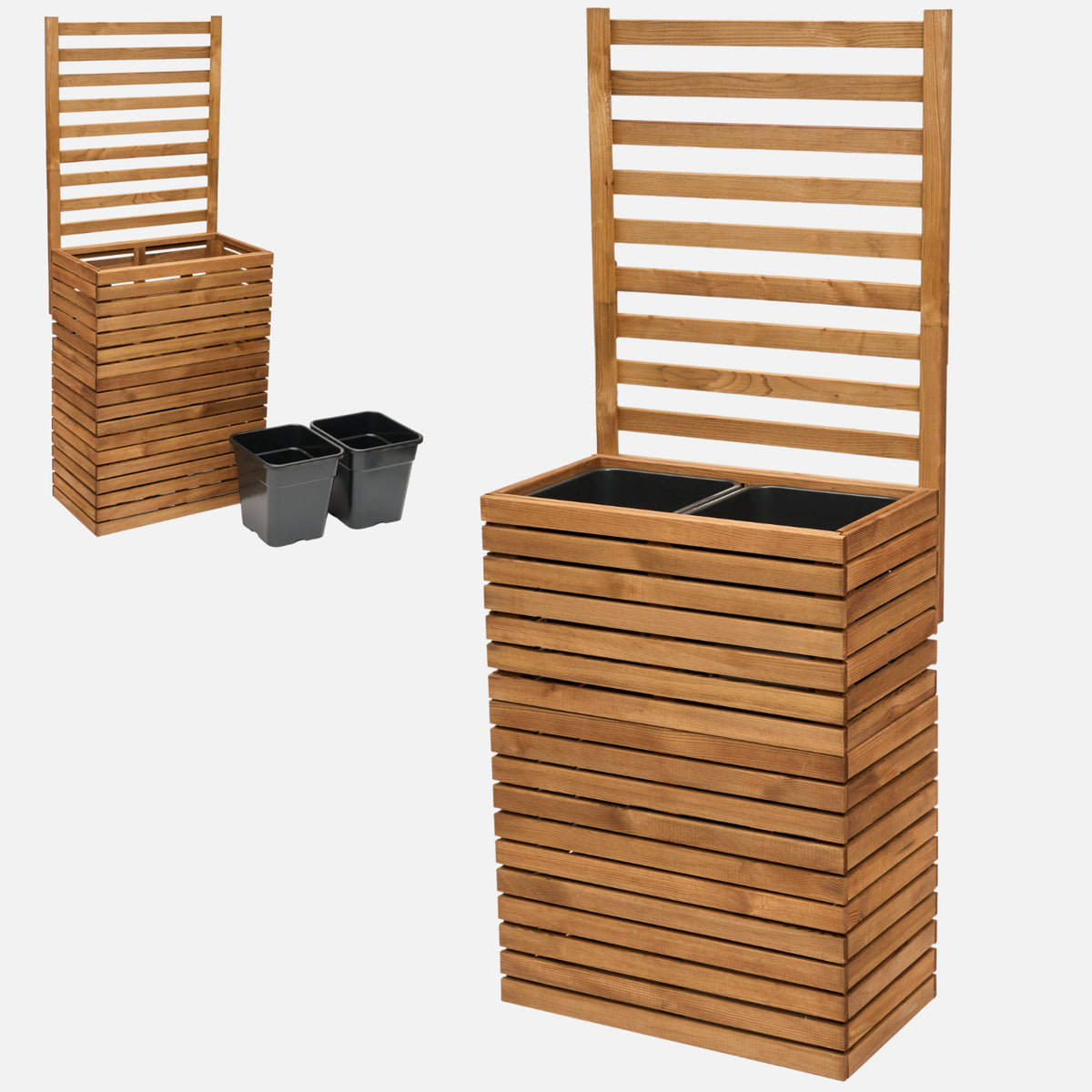 Macetero de madera con celosía de 167 cm e inserto de 18 l
