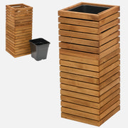 Macetero de madera alto de 90 cm con inserto de plástico de 18 l, vista del producto
