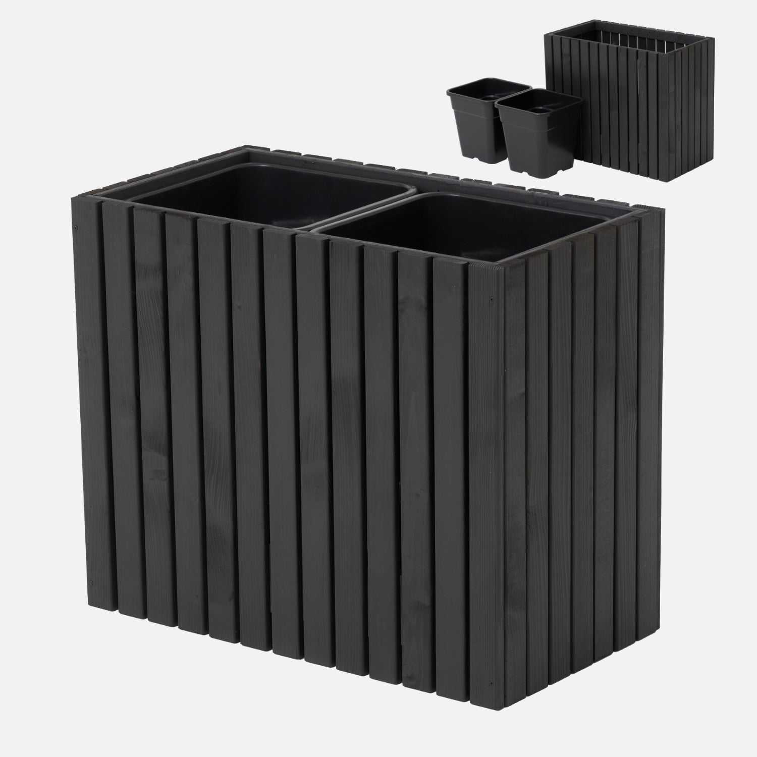 Donica czarna antracytowa ogrodowa drewniana wysoka 55cm taras balkon ogród