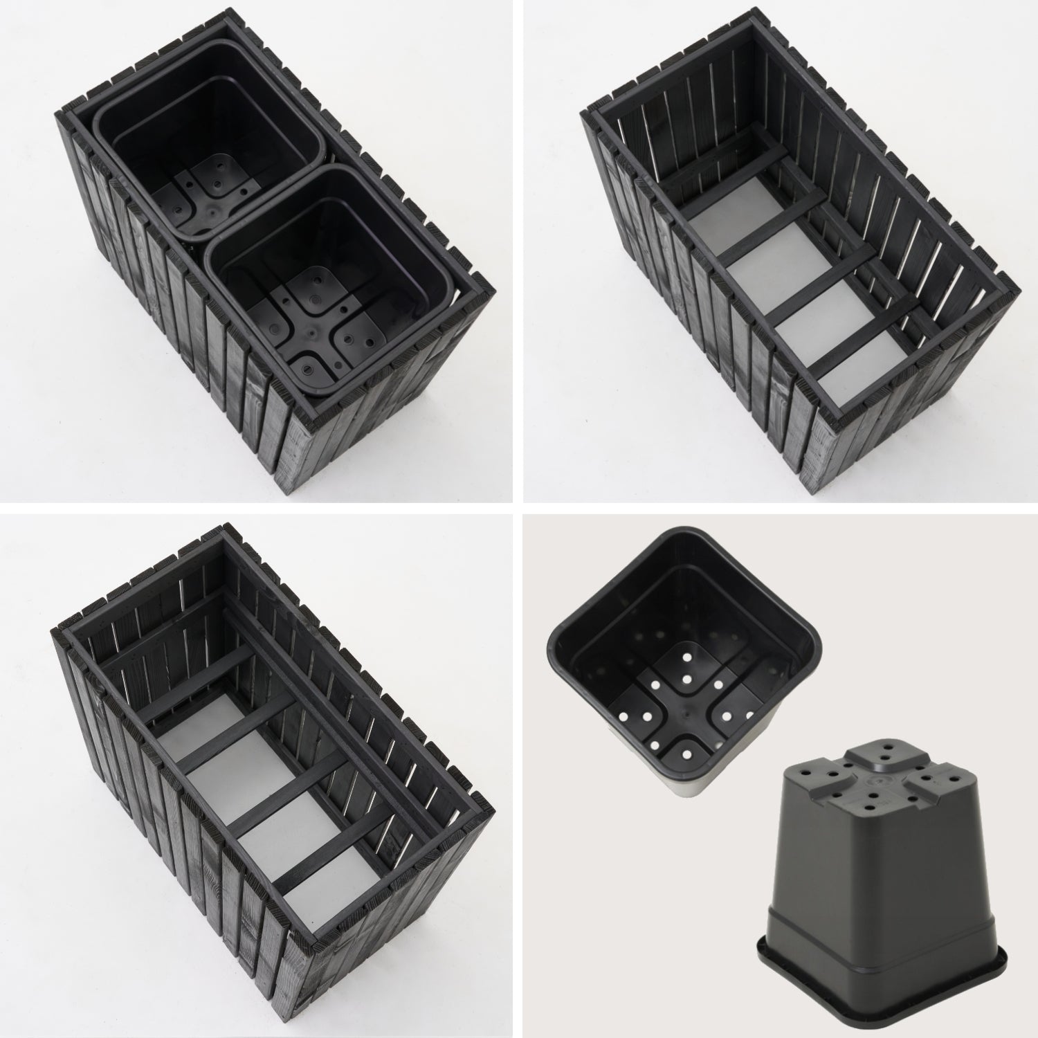 Maceta de jardín de madera con pérgola enrejada 132cm, inserto 2x18l, antracita 