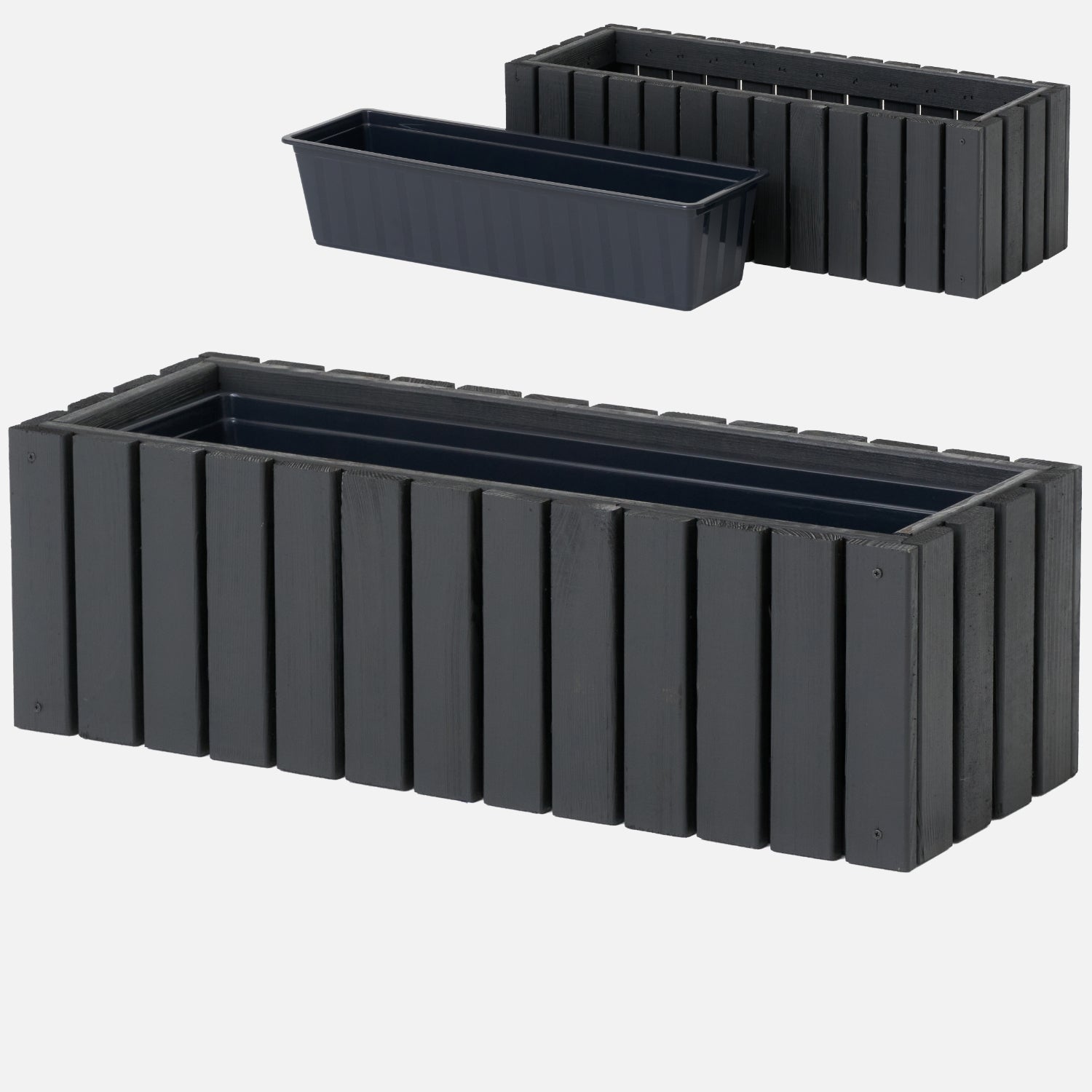 Donica balkonowa 65 cm antracyt + wkład 11 l balkon taras ogród