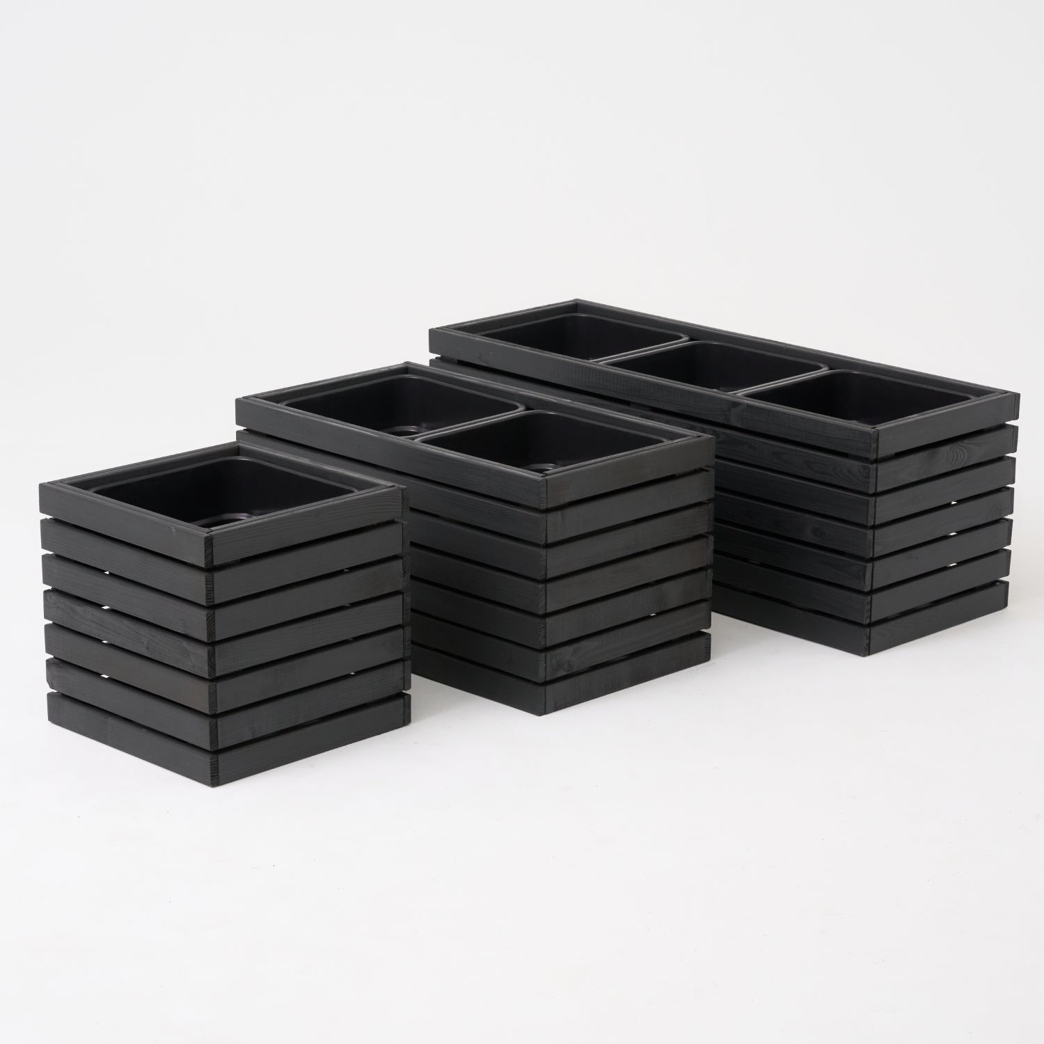 Vaso quadrato in legno nero antracite 36 x 36 x h35 cm 