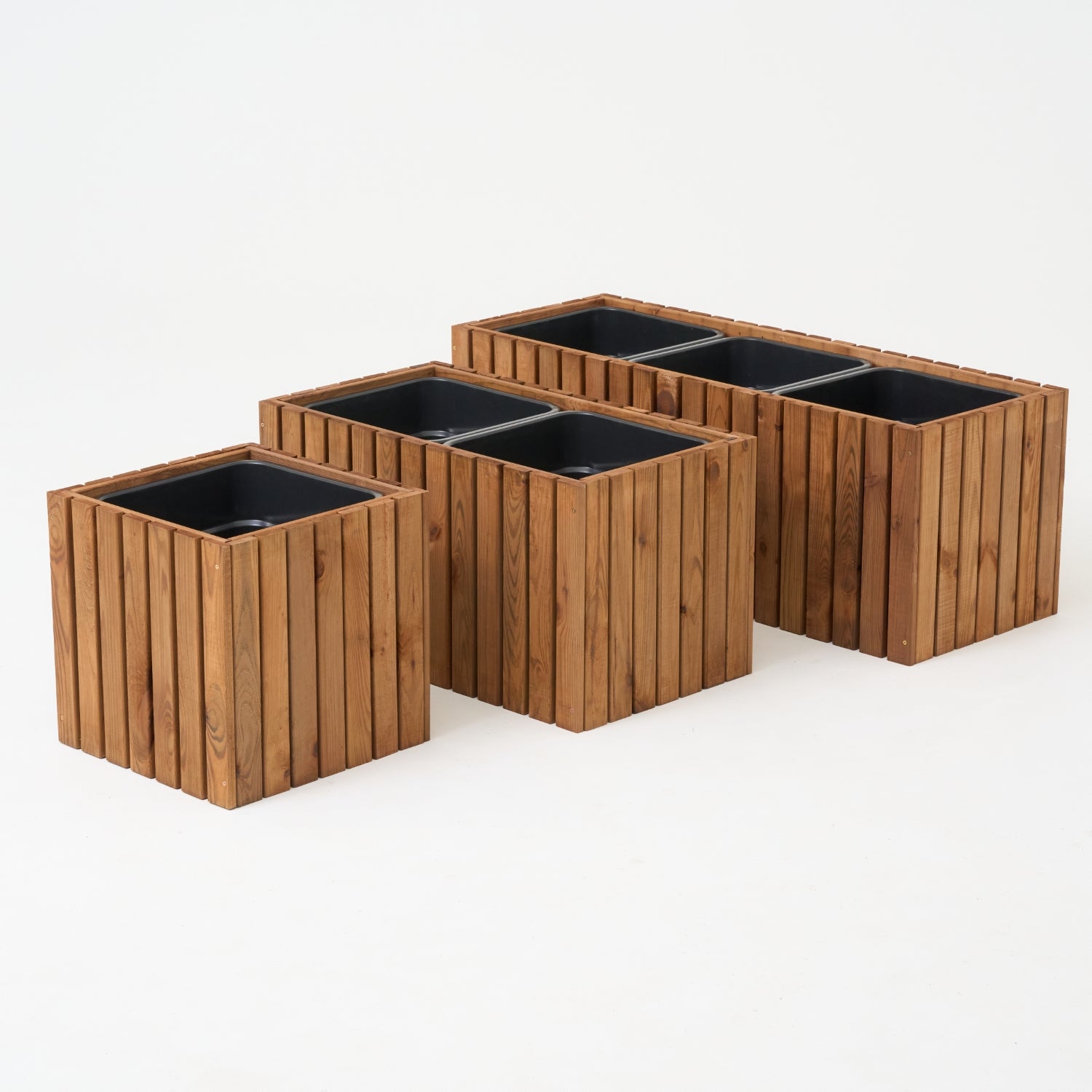 Maceta de jardín de madera con enrejado tipo pérgola de 112 cm, inserto 2x18 l, color marrón 