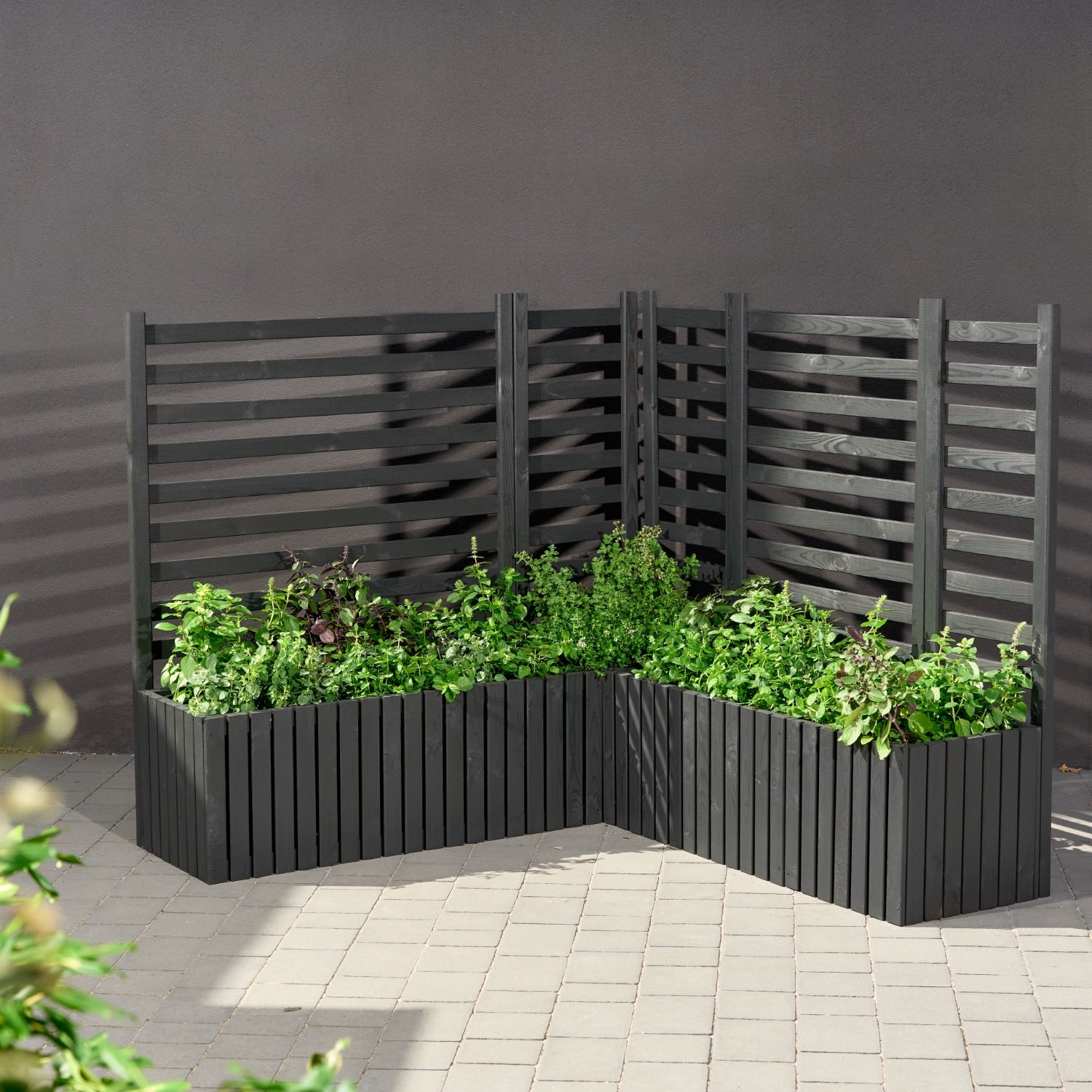 Obdélníkový zahradní květináč s plastovou vložkou 2x18l, terasa, balkon, zahrada 