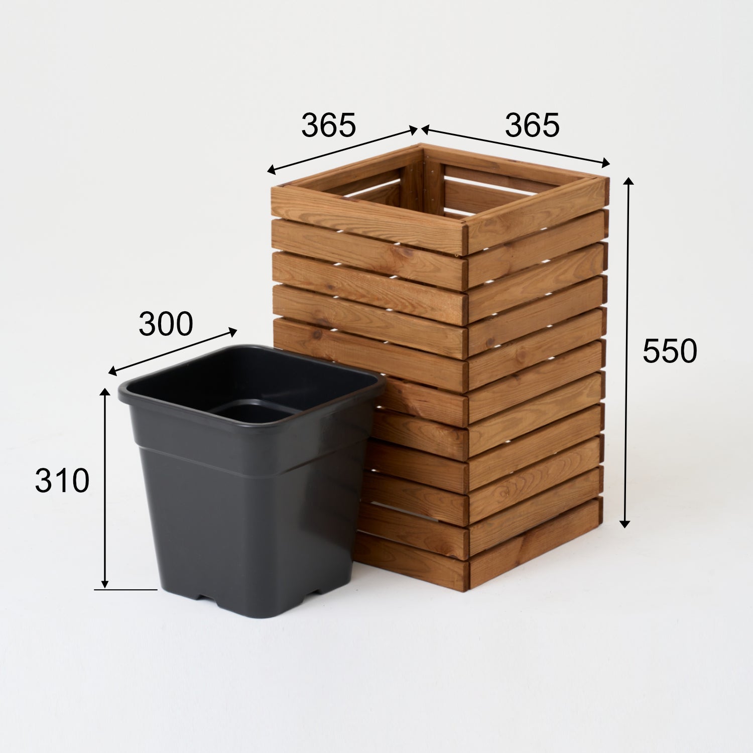 Velký hnědý dřevěný květináč 36 x 36 x v55 cm 