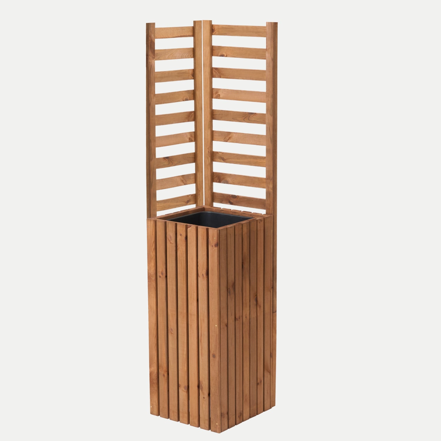 Dřevěný zahradní květináč s pergolovou mřížkou 157 cm, vložka 1x18 l, hnědá 