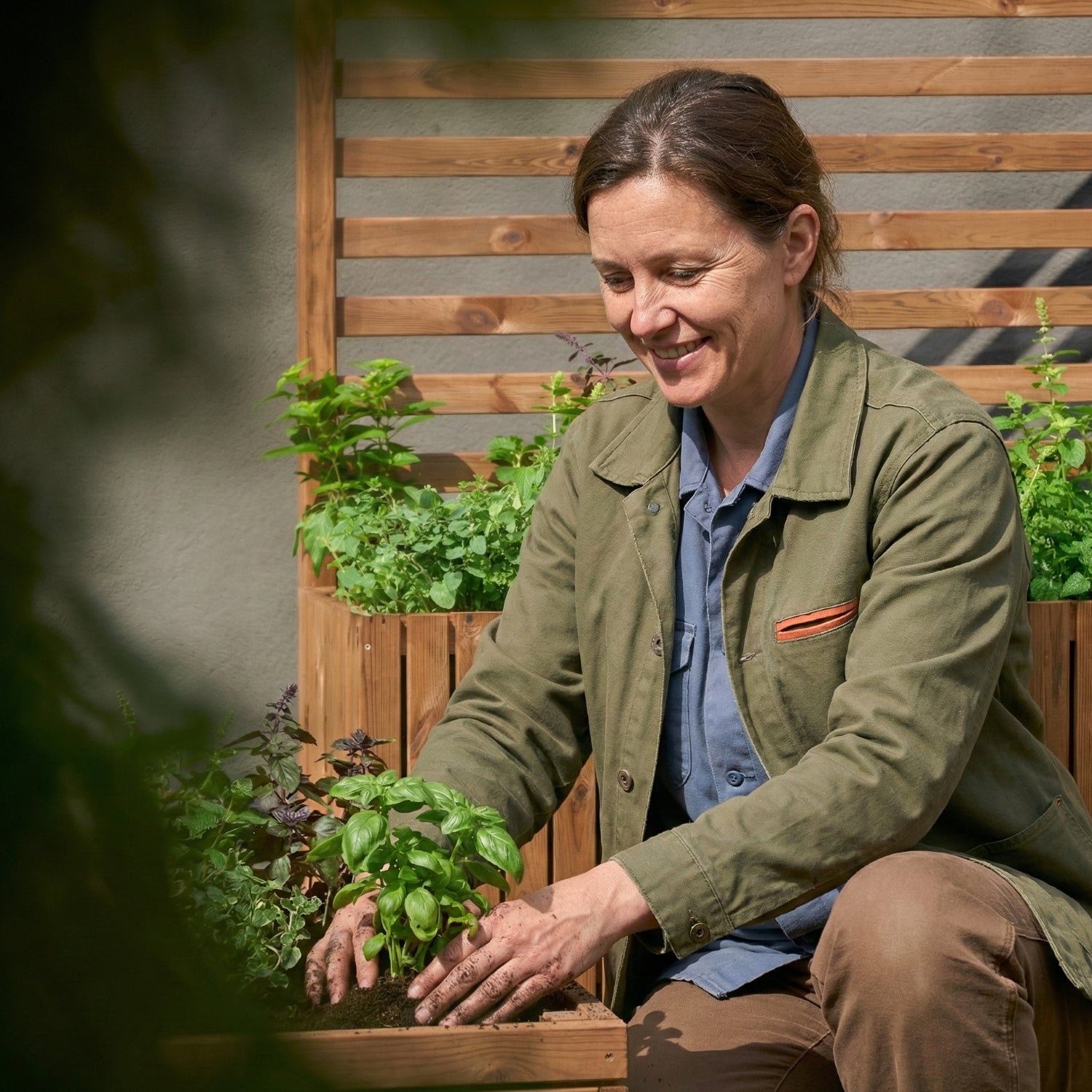 Duża donica ogrodowa drewniana wysoka 80 cm, wkład 1x18l taras balkon ogród