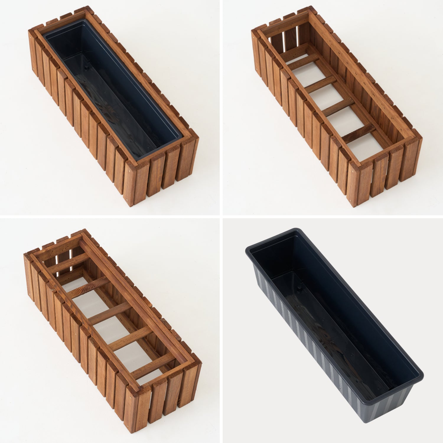 Pot de fleurs marron 65 cm + insert 11 l + poignée pour balcon/terrasse