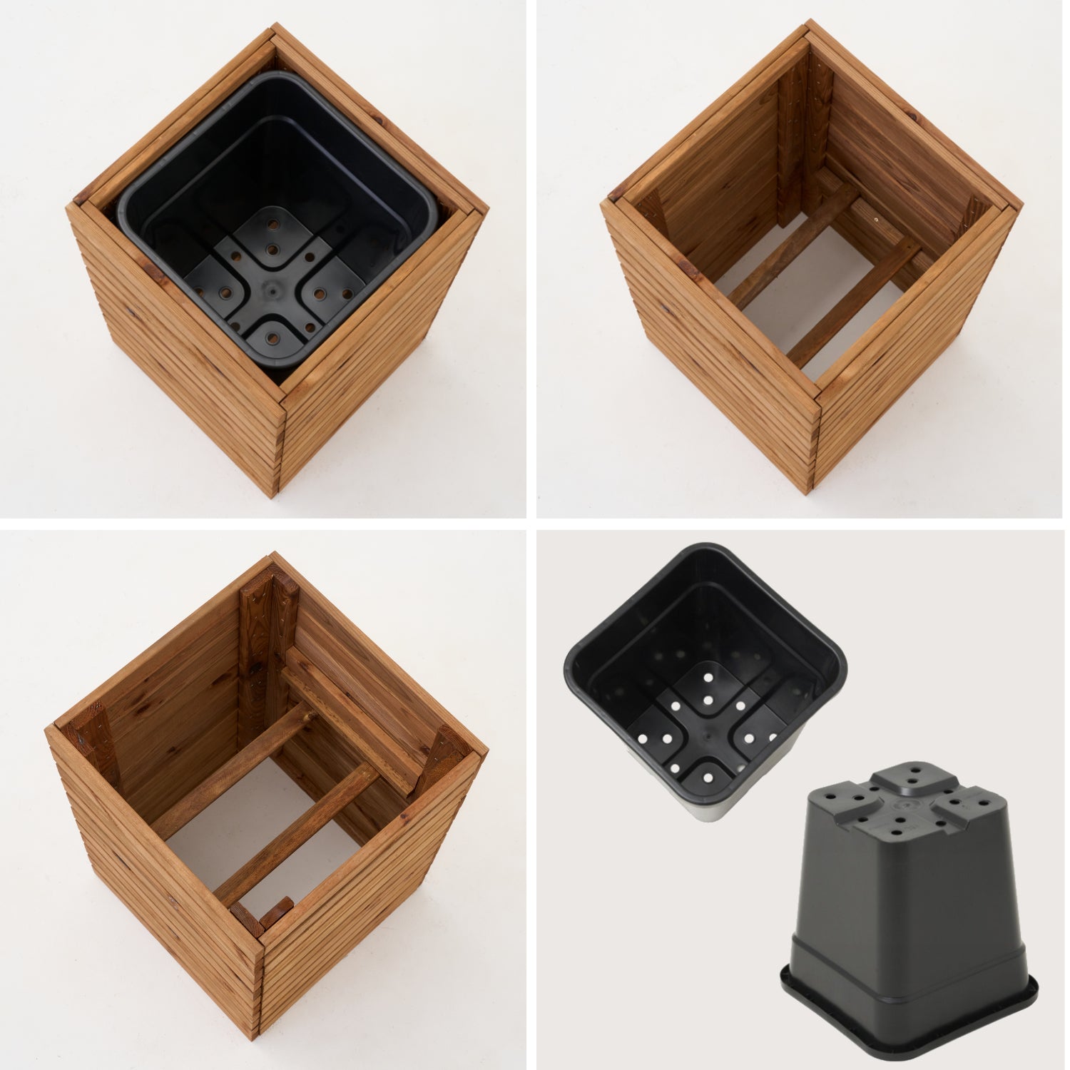 Velký hnědý dřevěný květináč 36 x 36 x v55 cm 