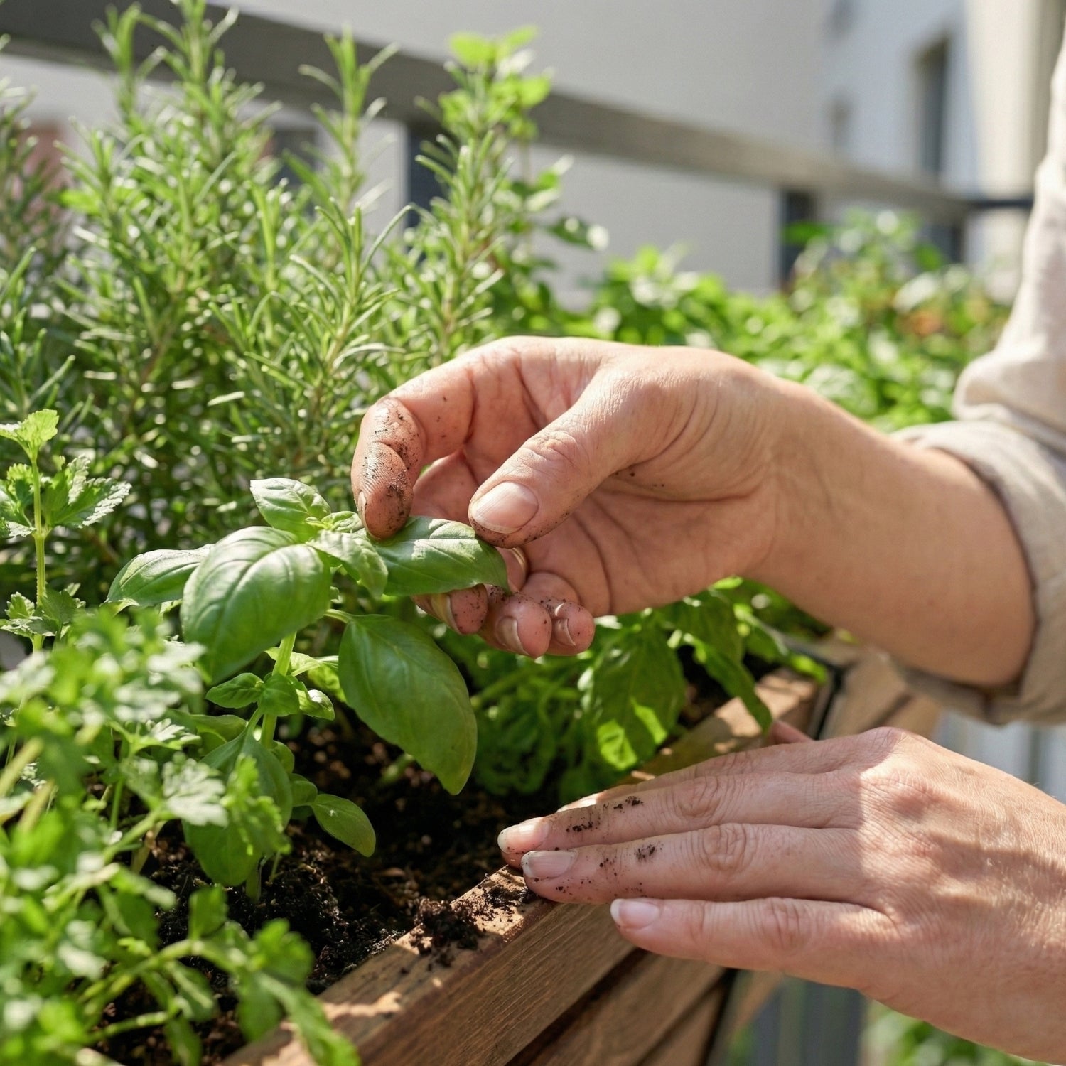 Pot de fleurs de balcon 45 cm marron + insert 6,8 l + poignée pour balcon et terrasse