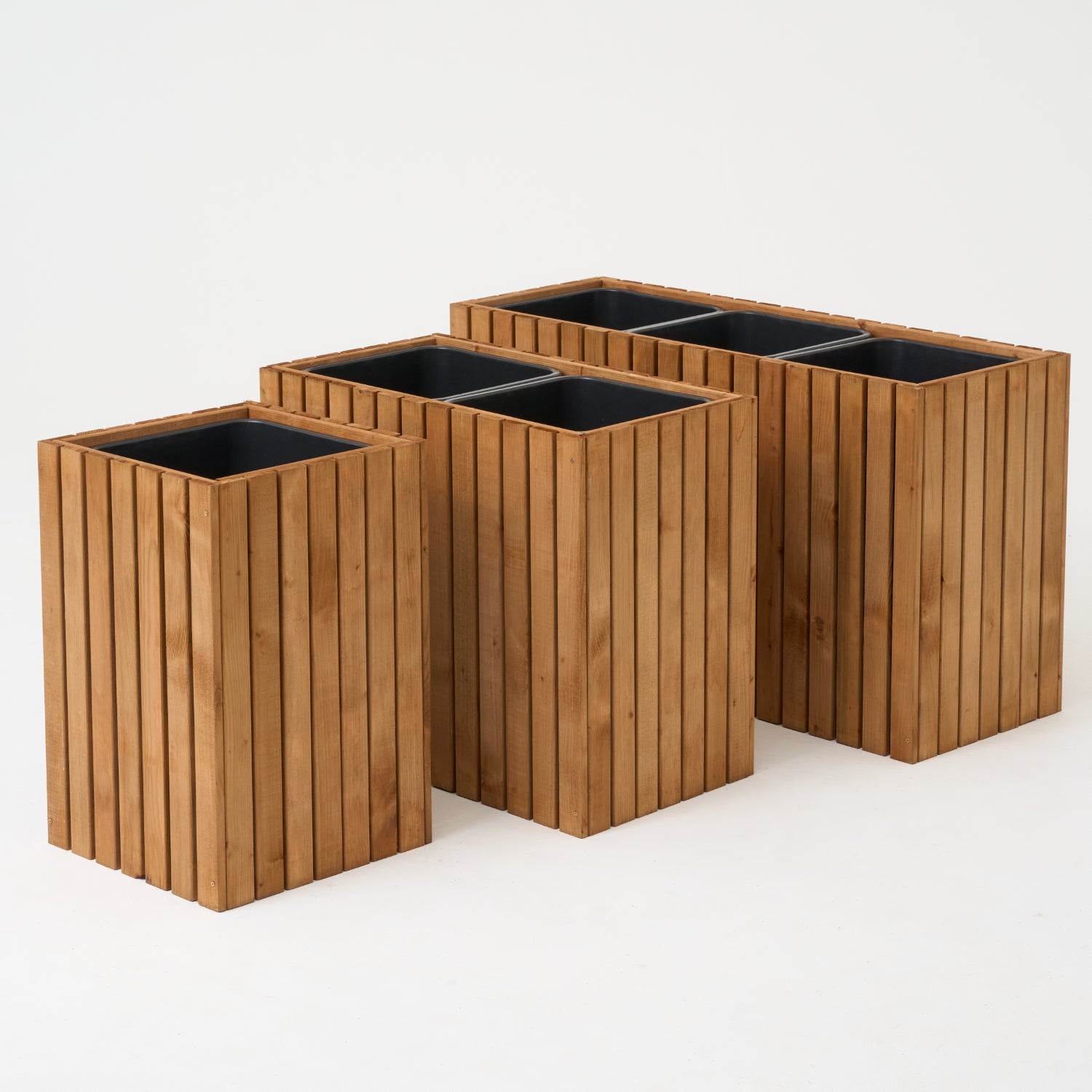 Maceta de jardín de madera con enrejado tipo pérgola de 132 cm, inserto 2x18 l, color marrón 