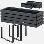 Balkonblumentopf 65 cm anthrazit + 11 l Einsatz + Griff für Balkon und Terrasse