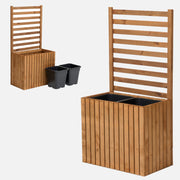 Maceta de jardín de madera con enrejado tipo pérgola de 132 cm, inserto 2x18 l, color marrón 