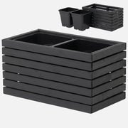 Schwarzer anthrazitfarbener rechteckiger Holzblumentopf, 67 x 36 x H 35 cm 