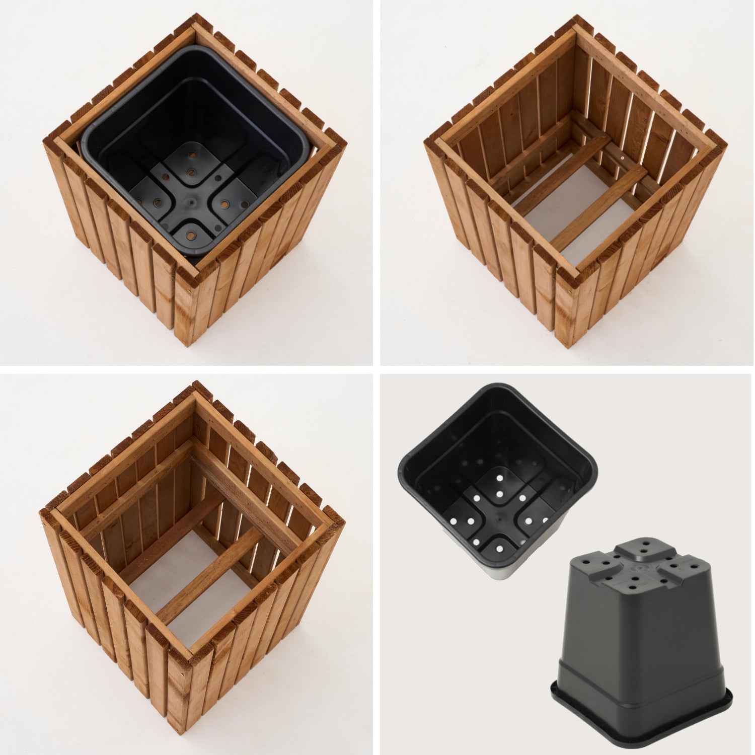 Pot de jardin en bois avec treillis de pergola 132 cm, 1 insert de 18 l, marron 