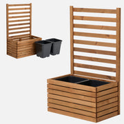 Dřevěný zahradní květináč s pergolovou mřížkou 112 cm, vložka 2x18 l, hnědá 