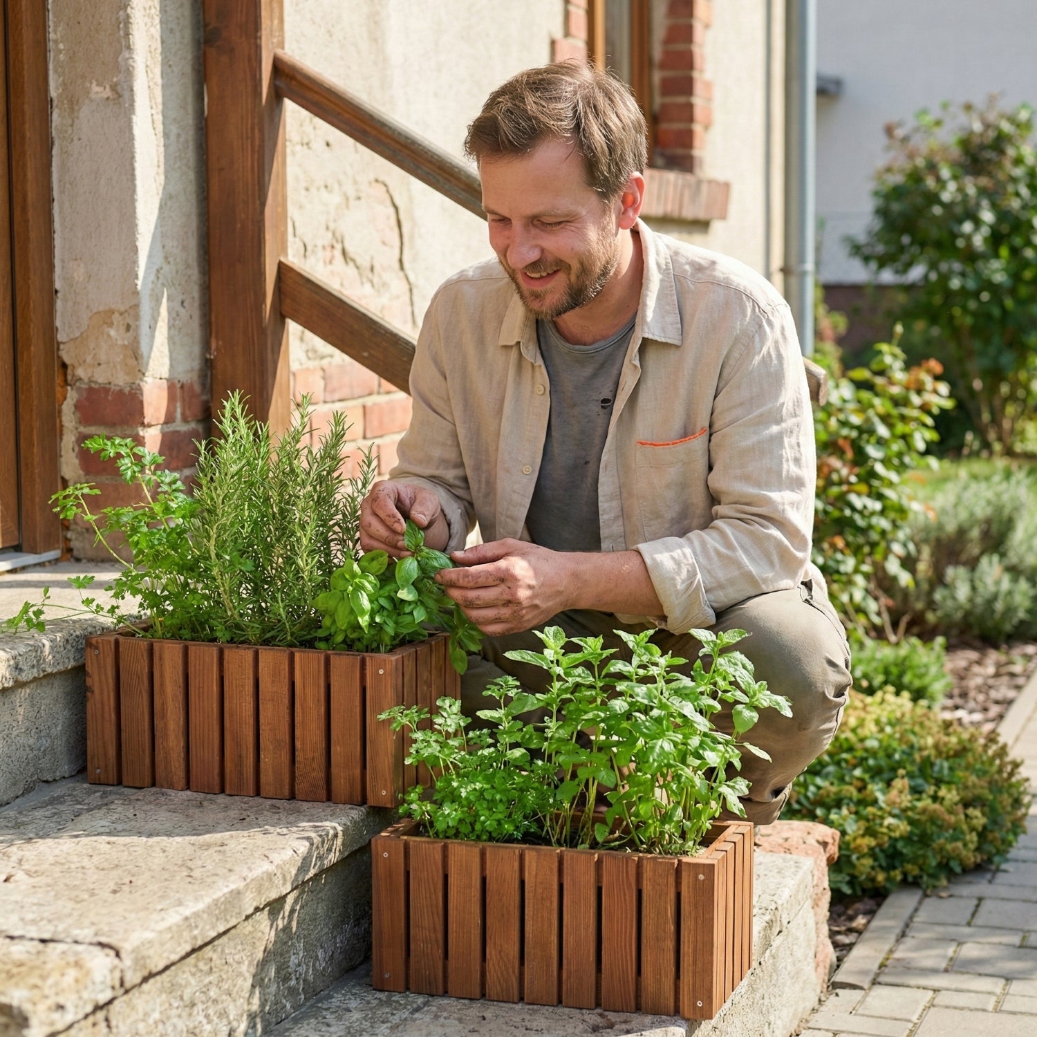 Donica balkonowa 65 cm brązowa + wkład 11 l balkon taras ogród