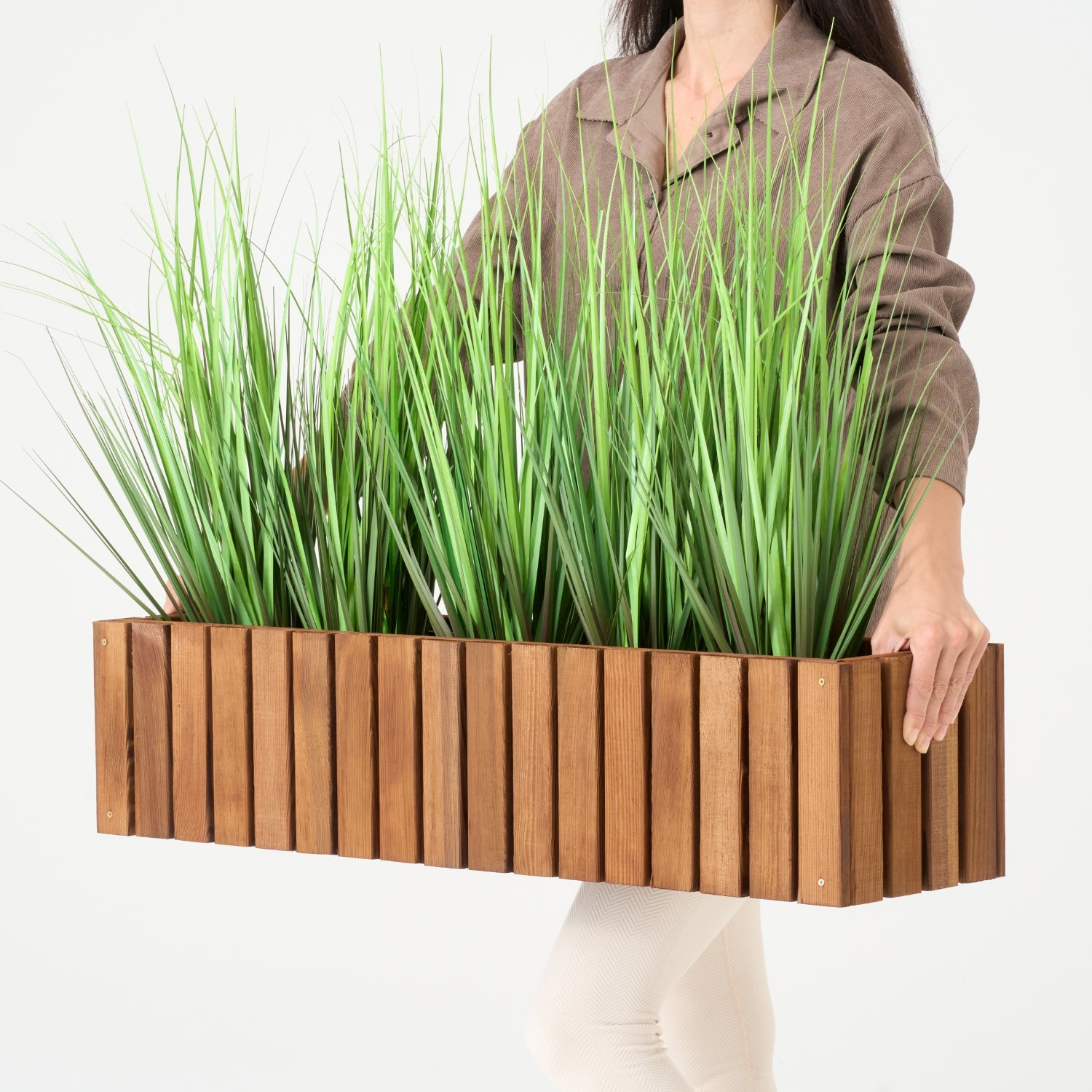 Donica balkonowa 86 cm brązowa + wkład 14 l balkon taras ogród