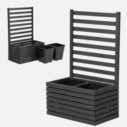 Gartenkübel aus Holz mit Pergola-Rankgitter, 112 cm, 2 x 18 l Einsatz, anthrazit 