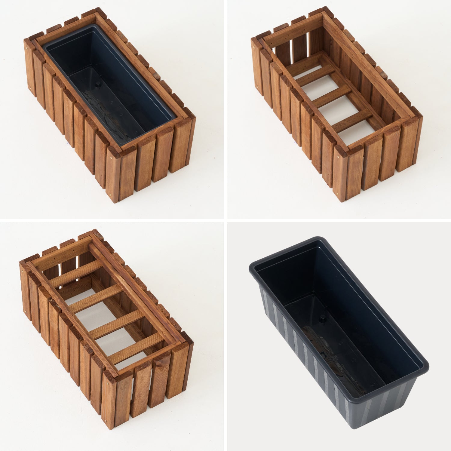 Balkonblumentopf 45 cm braun + 6,8 l Einsatz für Balkon, Terrasse und Garten