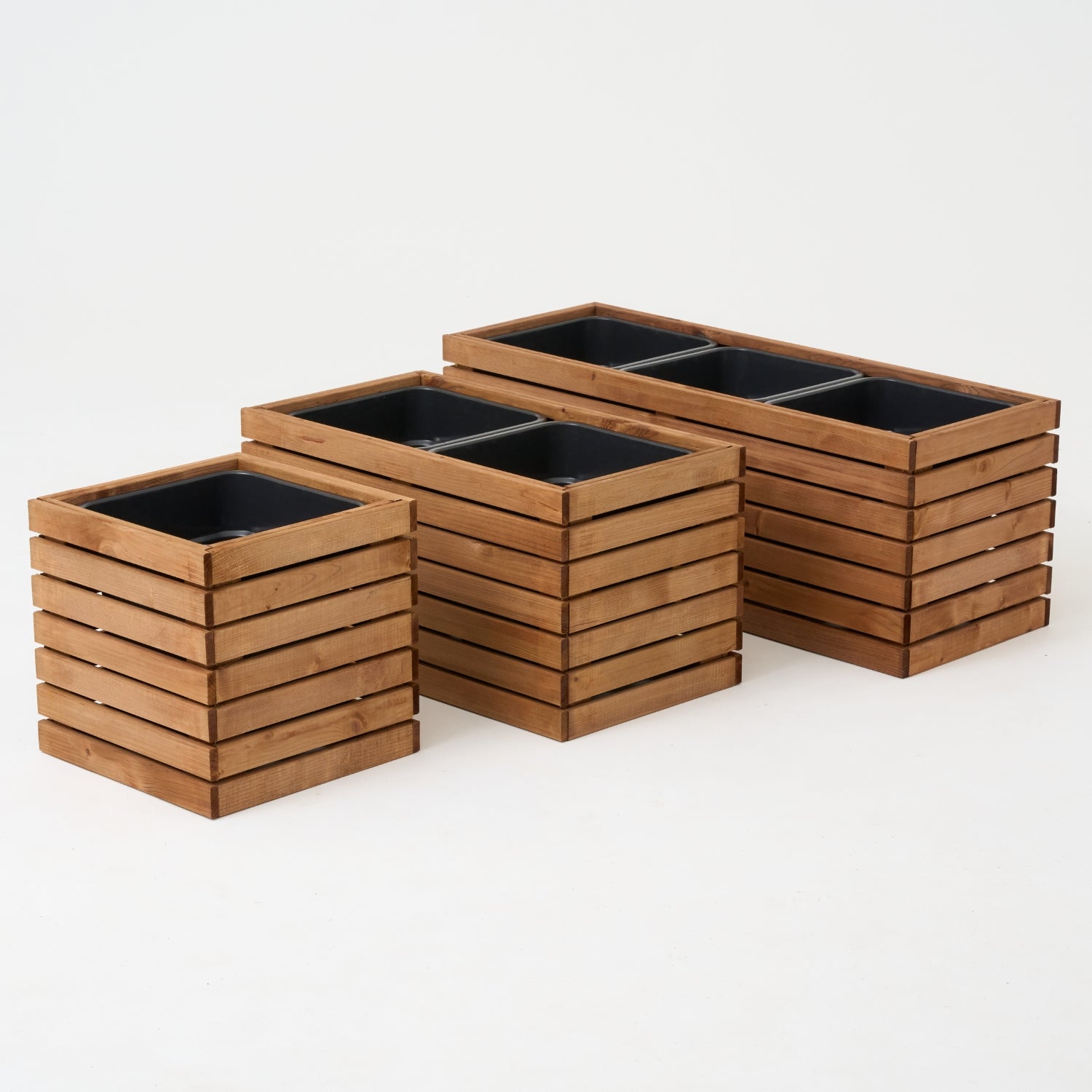 Dřevěný zahradní květináč s pergolovou mřížkou 112 cm, vložka 2x18 l, hnědá 