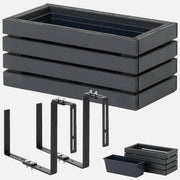 Pot de fleurs pour balcon 45 cm anthracite + insert 6,8 l + poignée pour balcon/terrasse