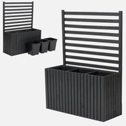 Donica ogrodowa drewniana z kratką pergola 132cm, wkład 3x18l, antracytowa