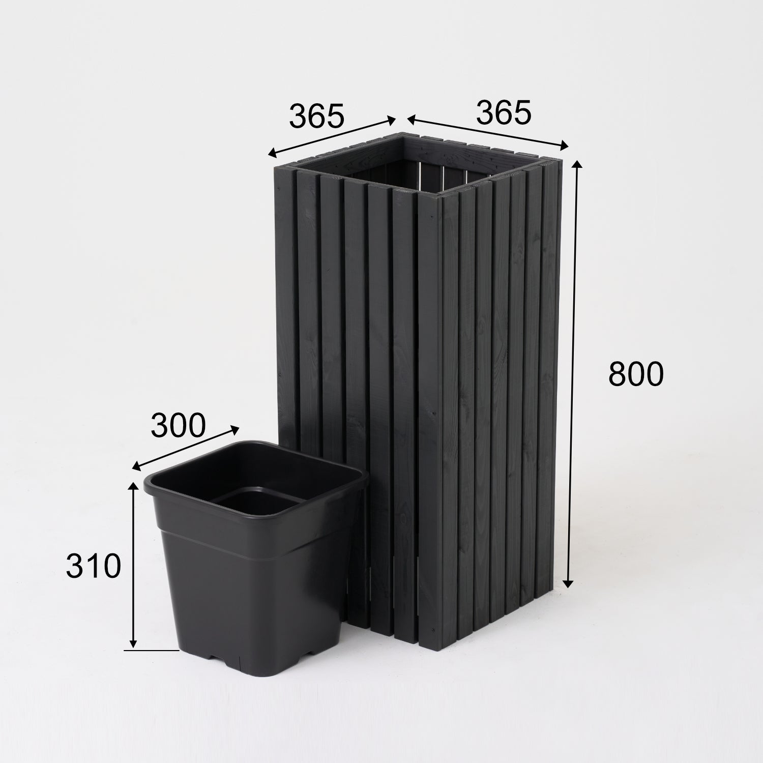 Maceta de madera para jardín, color antracita negro, alta, 80 cm, para terraza, balcón, jardín 