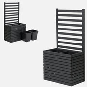 Gartenkübel aus Holz mit Pergola-Rankgitter, 132 cm, 2 x 18 l Einsatz, anthrazit 