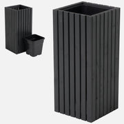 Maceta de madera para jardín, color antracita negro, alta, 80 cm, para terraza, balcón, jardín 