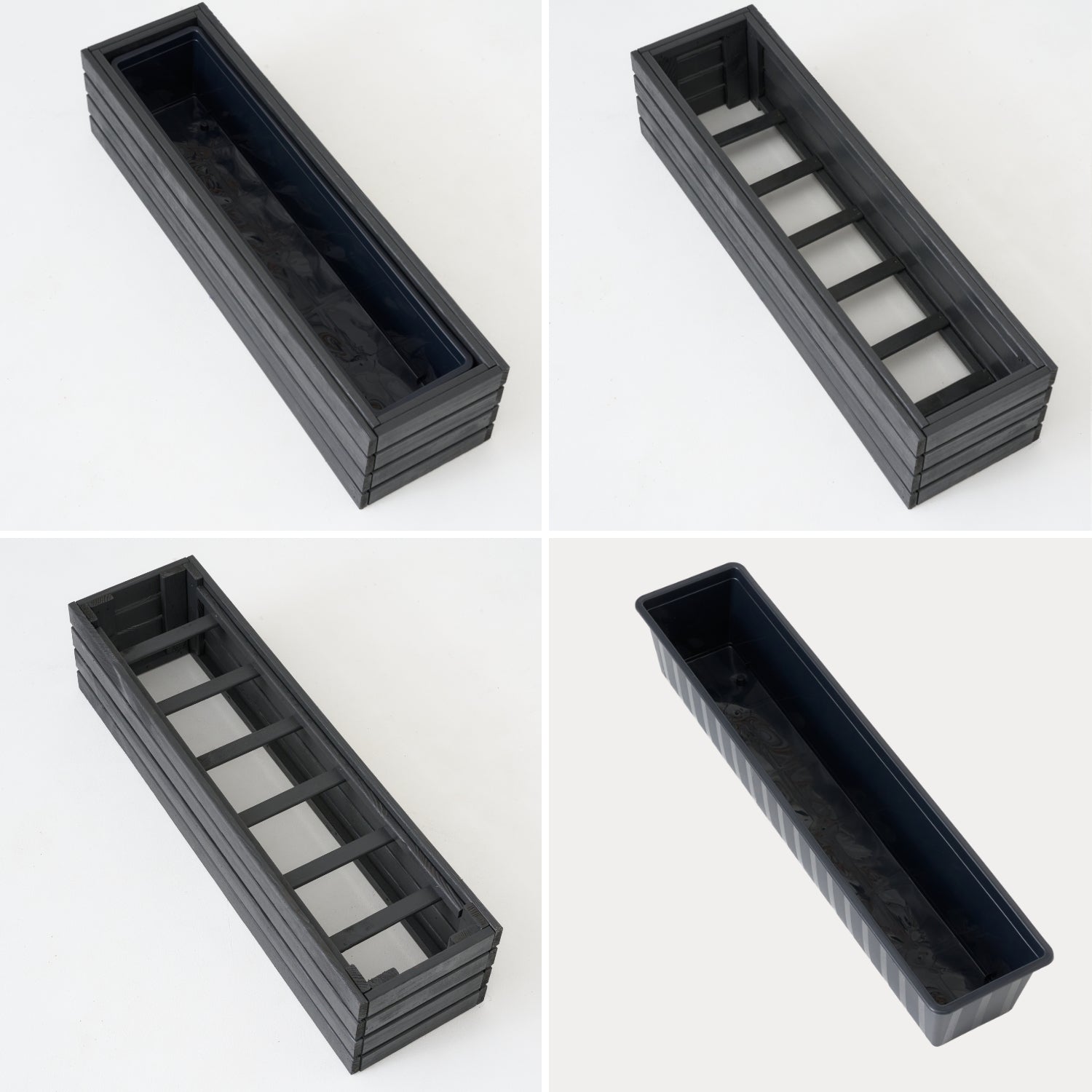 Balkonový květináč 86 cm antracit + vložka 14 l + rukojeť balkon/terasa