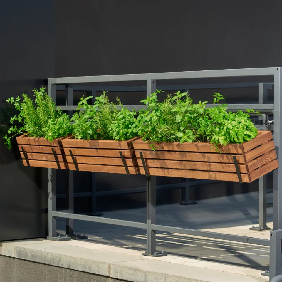 Holz-Balkonkasten 45 cm Braun + Halterung – homerzo