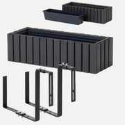 Vaso da balcone 65 cm antracite + inserto da 11 l + manico balcone terrazza