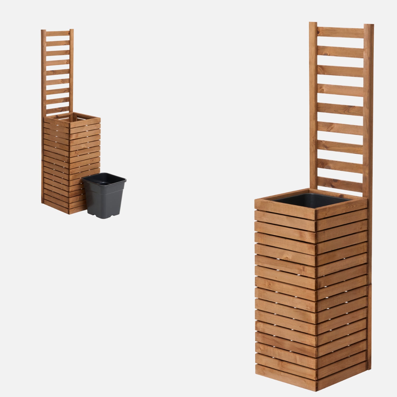 Donica ogrodowa drewniana z kratką pergola 157cm, wkład 1x18l, brązowa