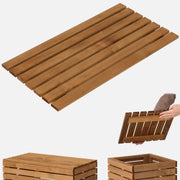 Houten deksel voor plantenbak 67 x 36,5 cm – bovenaanzicht en deksel op de plantenbak