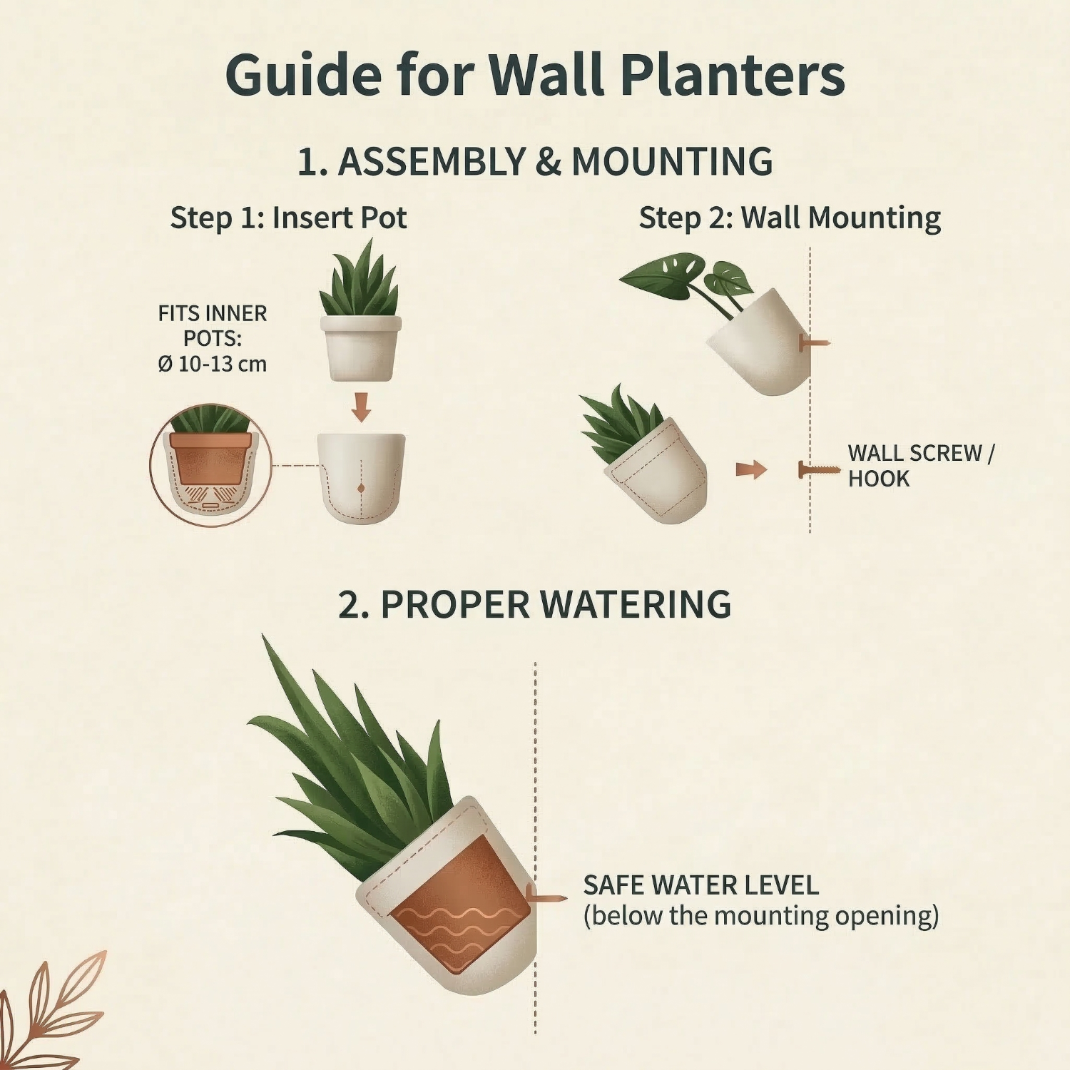 Mini doniczka naścienna 14x15cm - Donica do pergoli